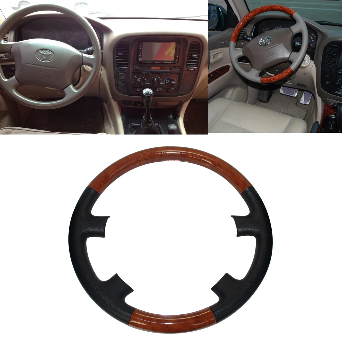 Чехол на руль из черной кожи для Toyota Land Cruiser FJ100 1998 2002 4700 Lexus LX470 LX450 LS400|Чехлы руль| |