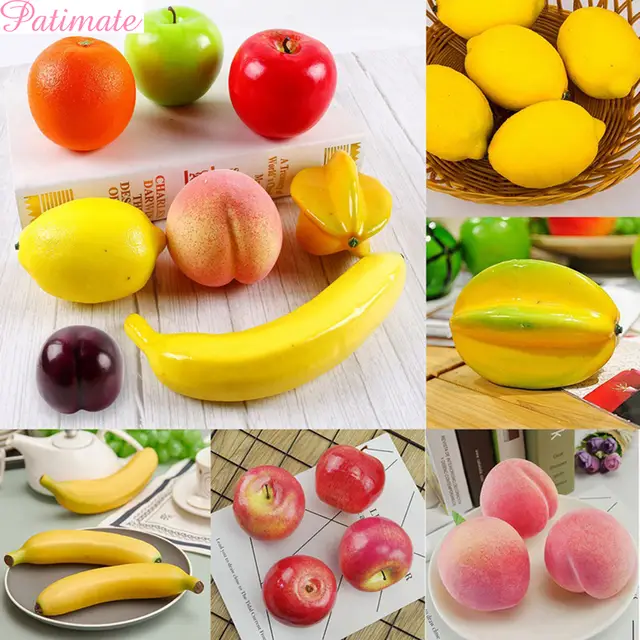 Patimate Plastic Fake Fruit Apple Lemon Peach Orange Pear Party