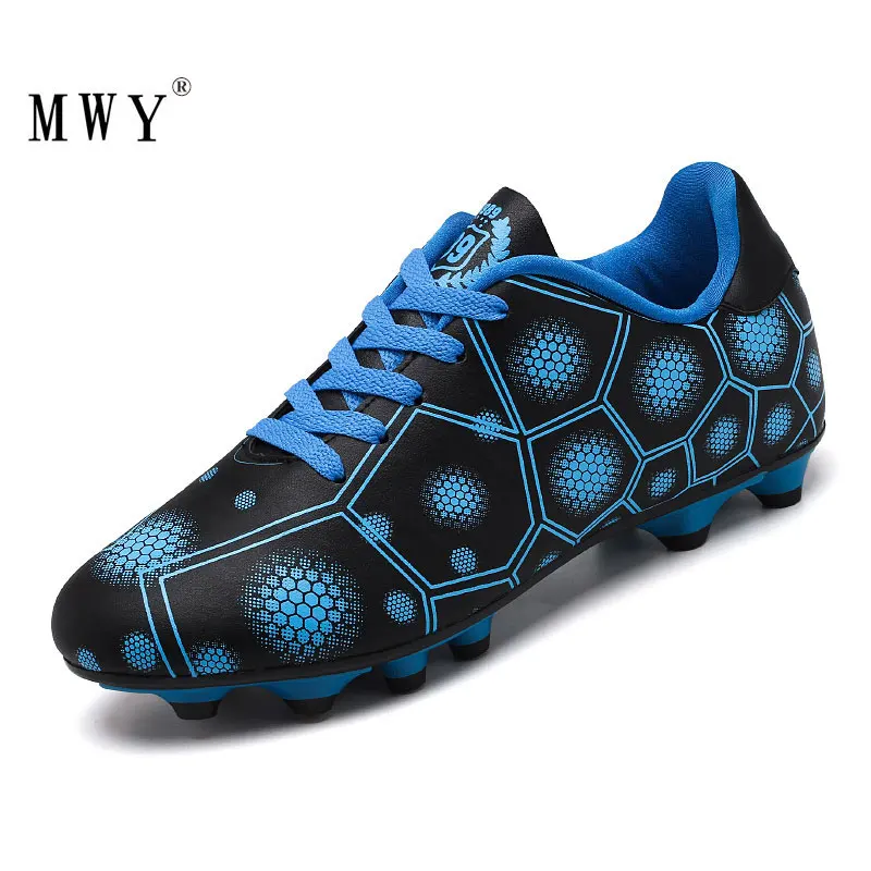 Najtaniej MWY buty piłkarskie dla dzieci długie kolce na zewnątrz chłopcy buty piłkarskie Sportschoenen Heren piłka nożna knagi odporne na zużycie Sneakers trenerzy
