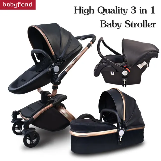 $US $352.58  Babyfond baby strollers 3 in 1 EU high quality safety 2 in 1 baby strollers with car seat leather a