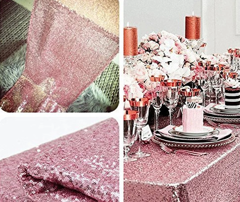 Pink Gold Sequin Tablecloth 1