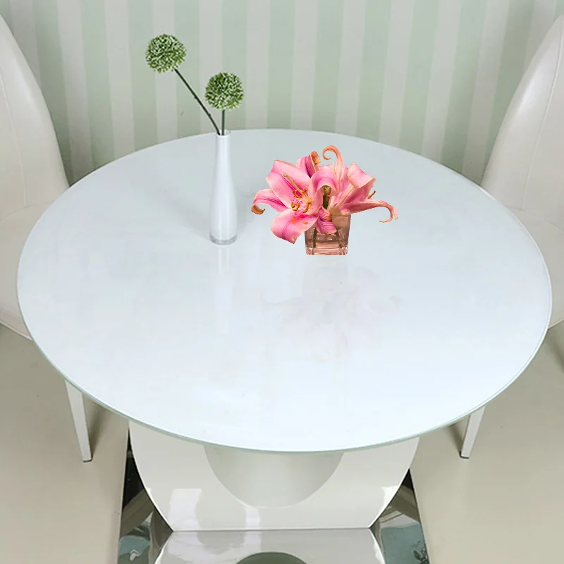  PVC Tablecloth Round Waterproof Transparent Kitchen Pattern Oil Table Cover Glass Soft Cloth Tablec
