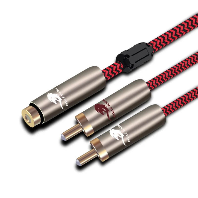 Mini Jack 3.5mm Female to Dual RCA Male Premium Audio Cabl