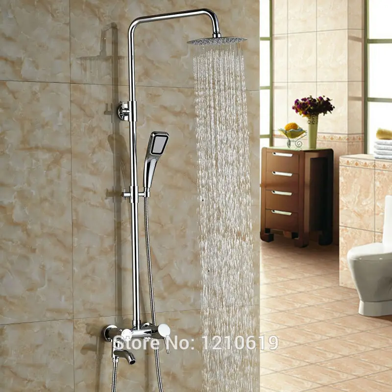 

Newly Bathroom Shower Faucet Set w/ Hand Spray Head Chrome 8" Shower Tub Mixer Tap Single Handle