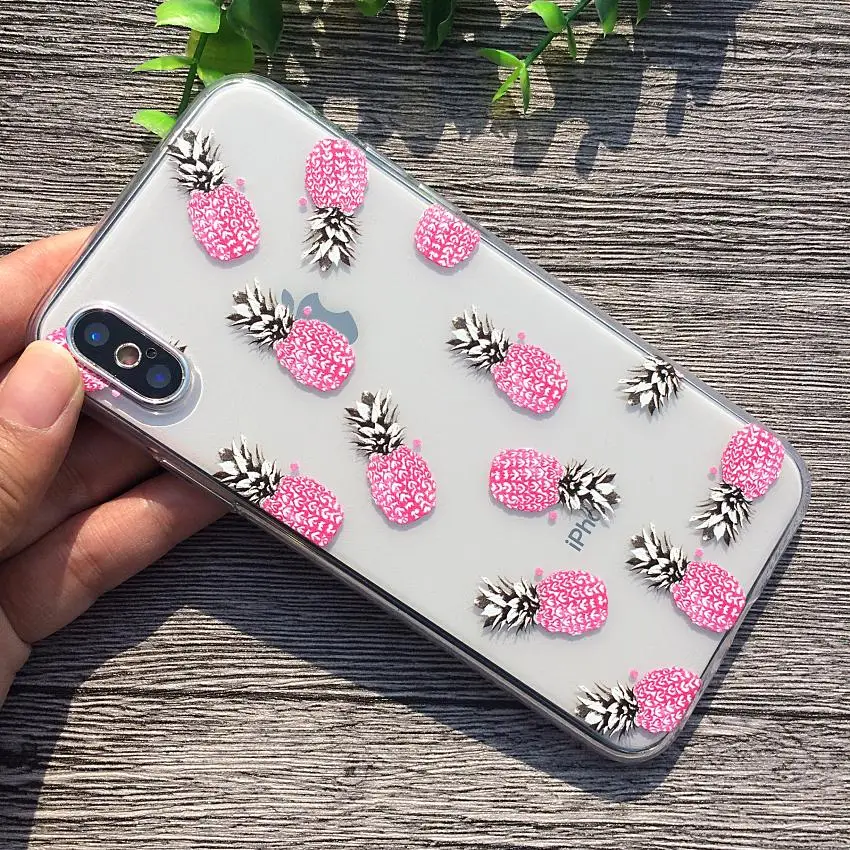 Мягкий чехол для телефона iPhone X 7 Plus Силиконовые Роза Фрукты животных Еда iPhoneX 8 Shell
