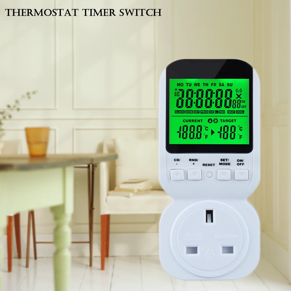 Multi function Thermostat Timer Switch Socket with Sensor Probe