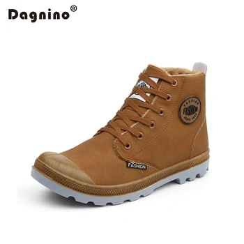 

DAGNINO New 2017 Autumn Winter Warm Plush Shoes Men Fashion Casual Snow Boots Soft Leather Footwear Ankle Boots Chaussure Homme