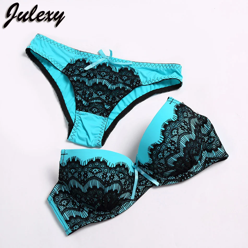 Julexy Best Sell ABC Embroidery Women Bra Set Lace Plus