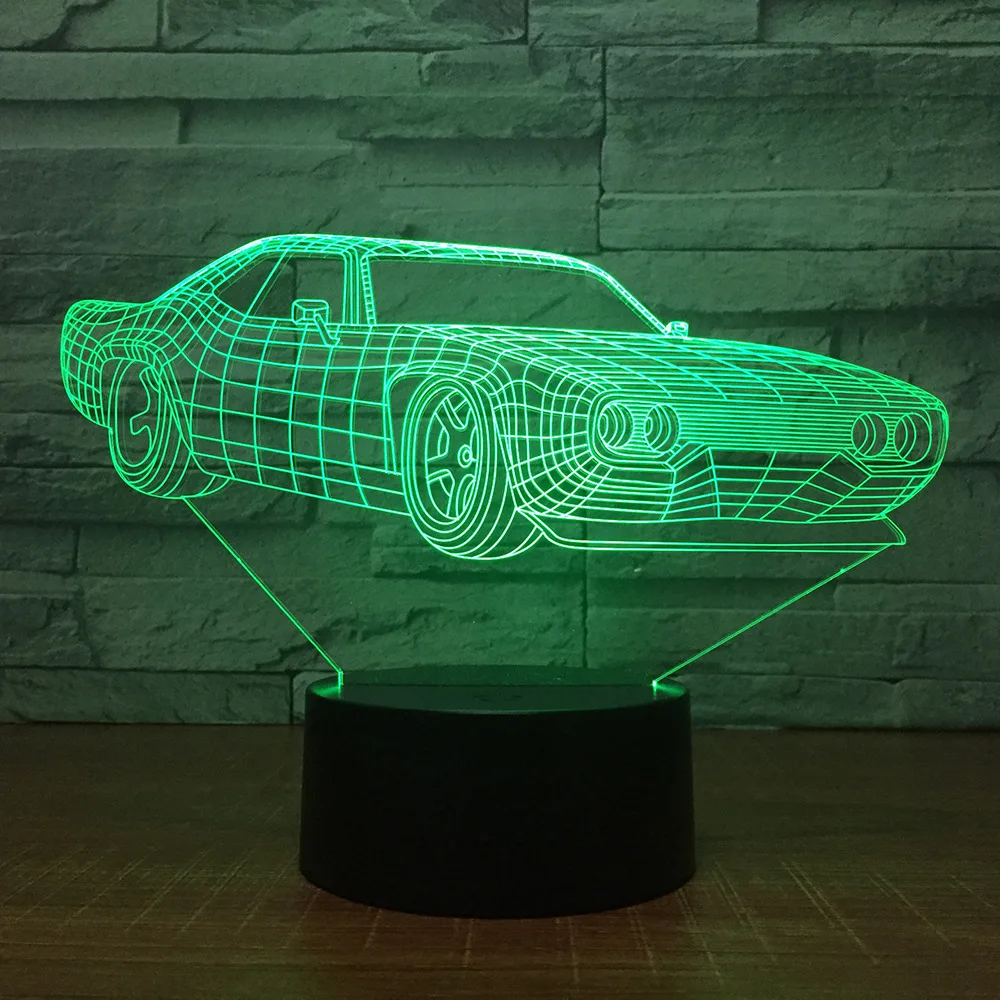 

Unique Creative Led Night Light Car 7 Color Change Led Bedside Usb 3d Lamp Birthday Gift Customization 3d Light Fixtures