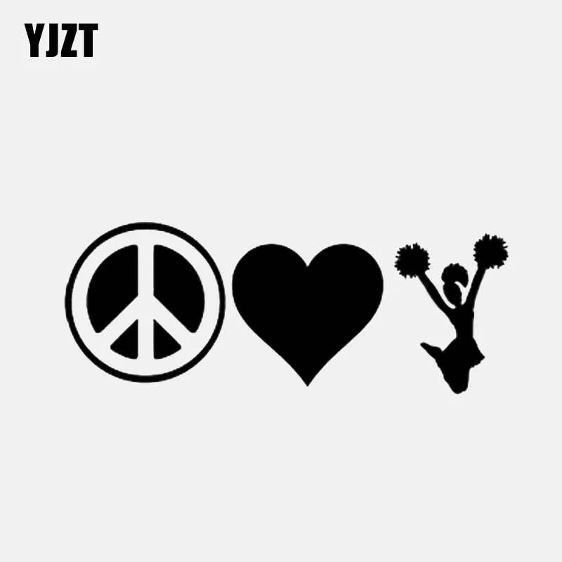 

YJZT 15.8*6.2CM Peace Love Cheer Cheerleader Team Dance Sports Decor Car Sticker Vinyl Black/Silver C12-1401