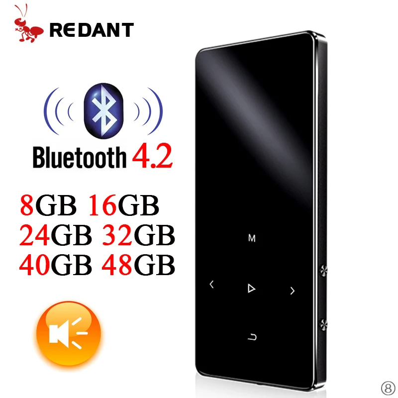 Mp4 плеер с Bluetooth mp3 плеером динамиком тонким сенсорным экраном Hi Fi портативным