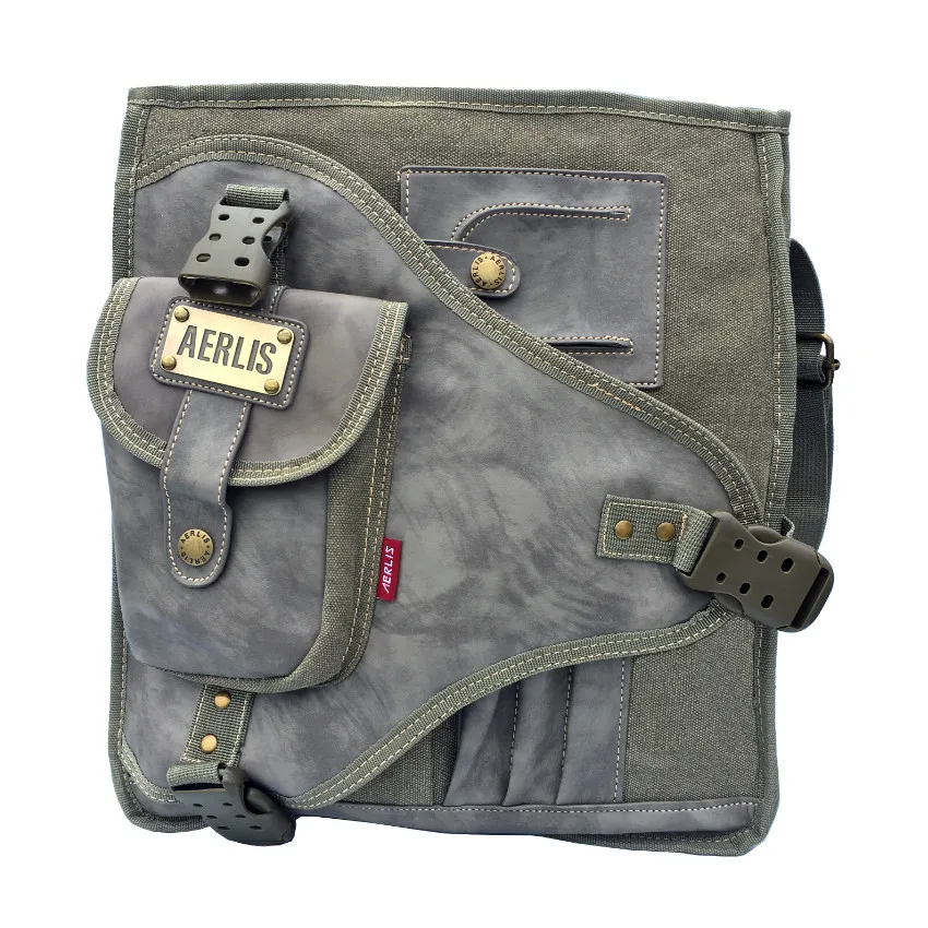 

AERLIS Design Men Messenger Bags 2019 Casual Solid Handbag Canvas Function Man Shoulder Bag Tool Male Satchel Bags 4506