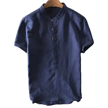 

Summer Fashion Shirt Men's Plus Size Linen Shirt Short Sleeve Casual Men Shirt
