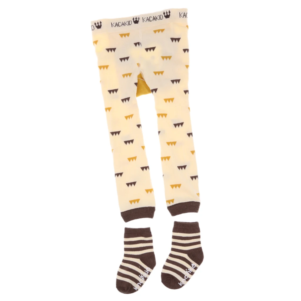 Boys Girls Warm Animal Cartoon Leggings PP Pants with Socks Yellow Bee