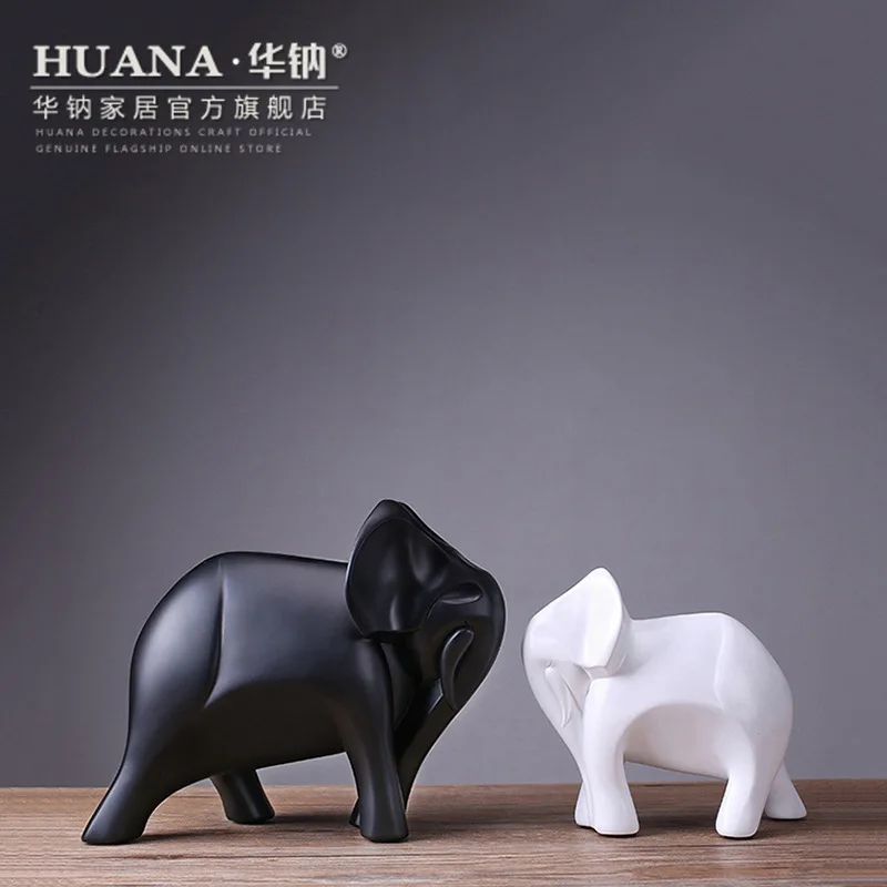 

modern new Home Furnishing resin crafts decorative explosion of black and white couples elephant gift ornaments sculpture