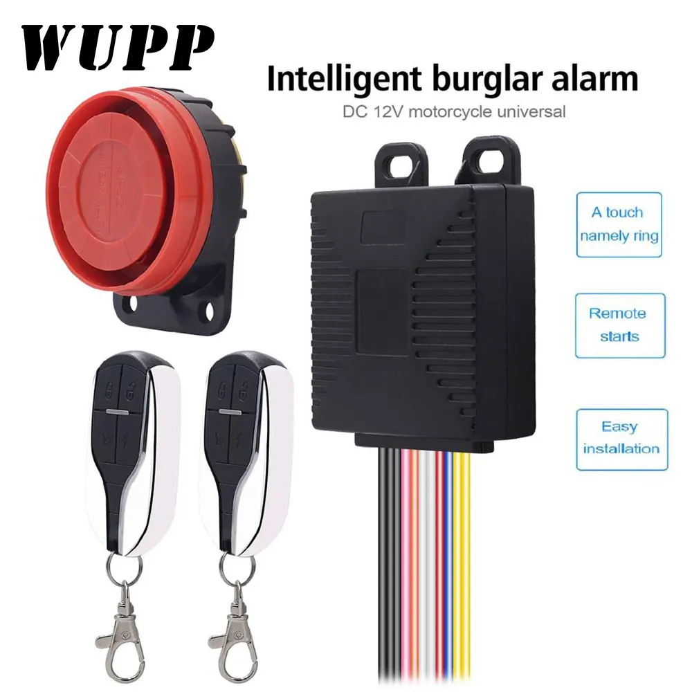 

WUPP 9-12V Universal Motorcycle Anti-theft Alarm System Moto Scooter Security System With Engine Start Remote Control Key Fob