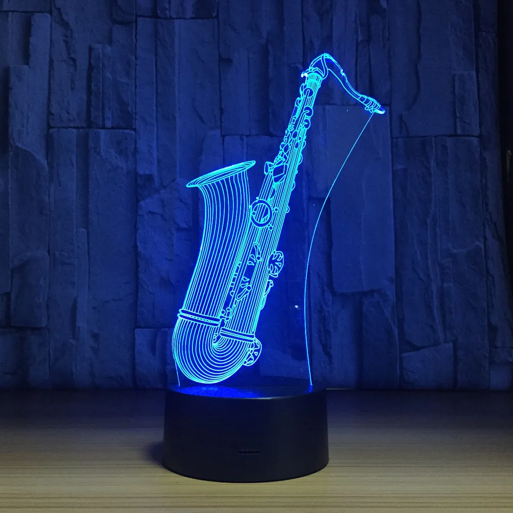 Sax модель 3D светодиодный ночник 7 Изменение цвета саксофон музыкальные инструменты настроение настольная лампа Сенсор свет рождественский