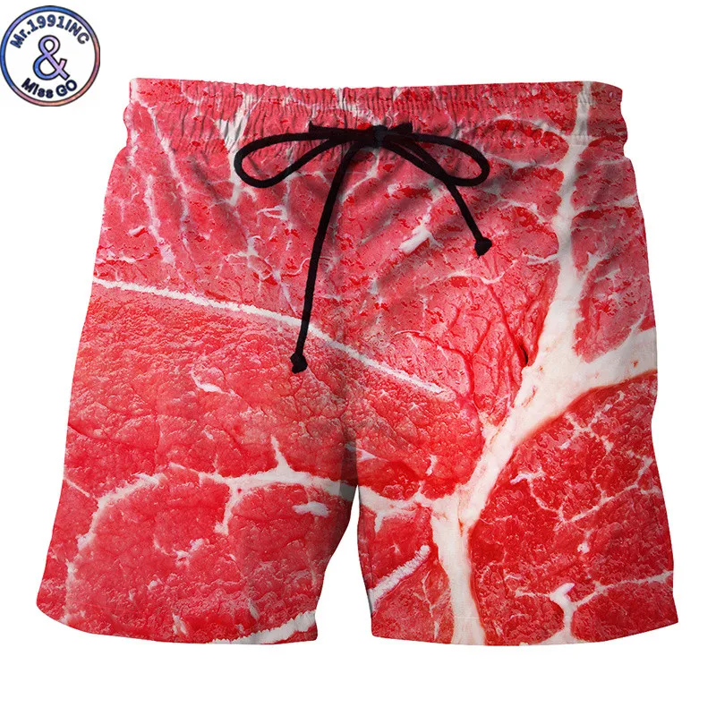 Mr.1991INC летние Для мужчин женские пляжные шорты свежего мяса узор 3D Пляжные шорты Веселые Короткие штаны с принтом