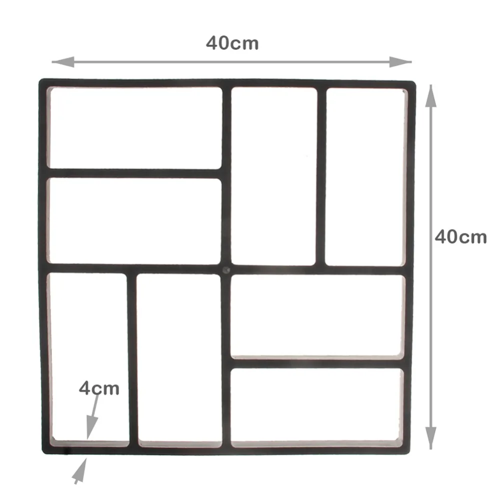 40*40 прямоугольная Пластиковая форма для вымощения сада, бетонные формы, садовая дорожка, сделай сам, каменная модель, лопата