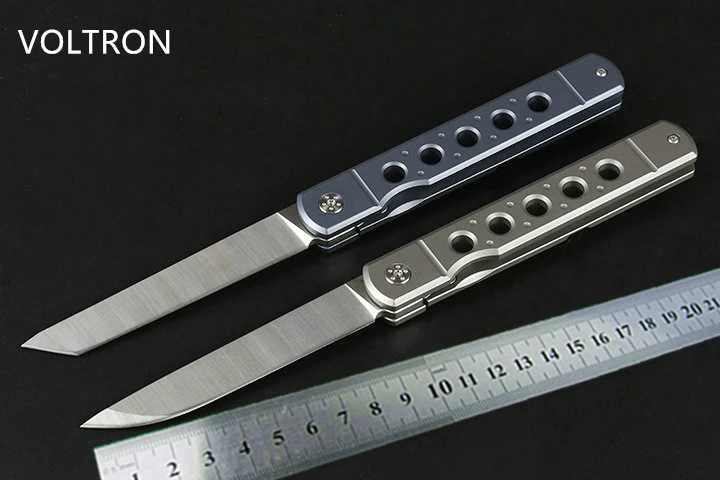 

D2 blade folding knife titanium handle pocket survival camping hunting knives fruit kitchen EDC tools sharp utility knife bag