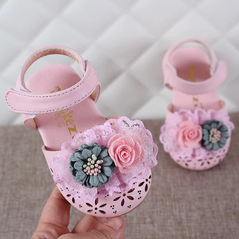 Summer Girls Shoes Cover Toe Sandals For Baby Girl Shoe Flowers Princess Shoes little girl Baby Sandal For Kids Shoe1-4years