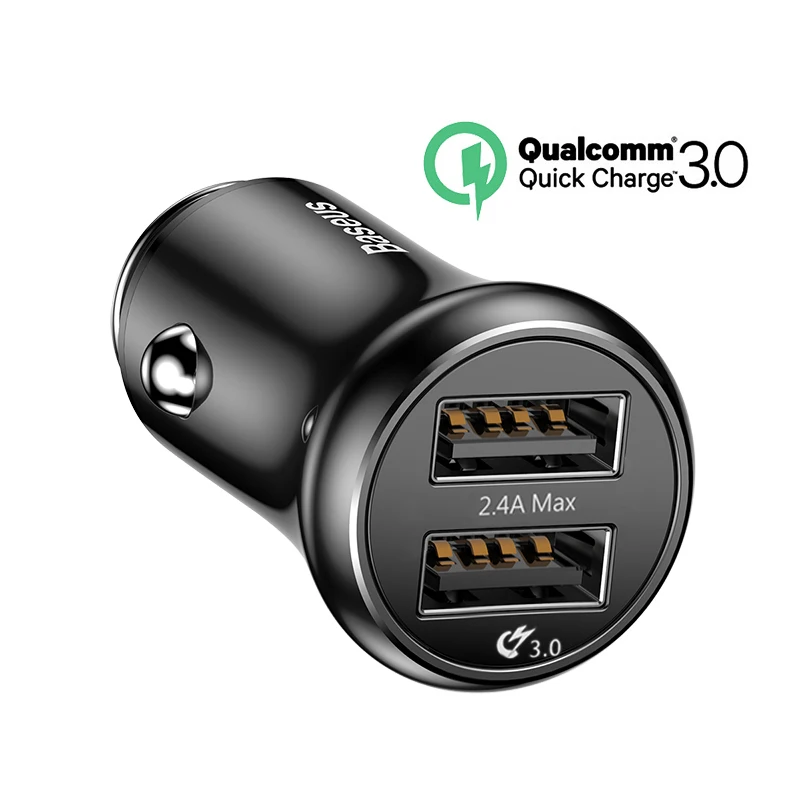 Baseus Quick Charge 3,0 USB Автомобильное зарядное устройство QC QC3.0 Turbo Быстрая зарядка двойное автомобильное USB зарядное устройство для iPhone Xs X Xiaomi Mi мобильного телефона - Тип штекера: Black