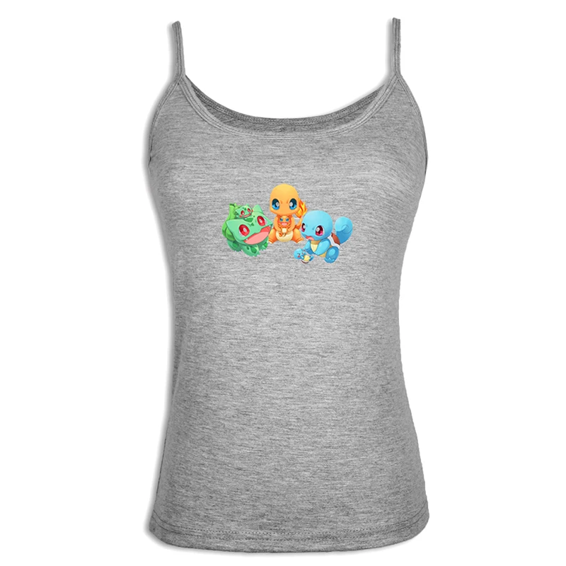 YeSINGLET572G Милый мультяшный Покемон Charmander настенные наклейки Pokeball белая женская Свободная кофта сексуальный жилет с одной спинкой хлопковый жилет Топ - Цвет: YeSINGLET572G
