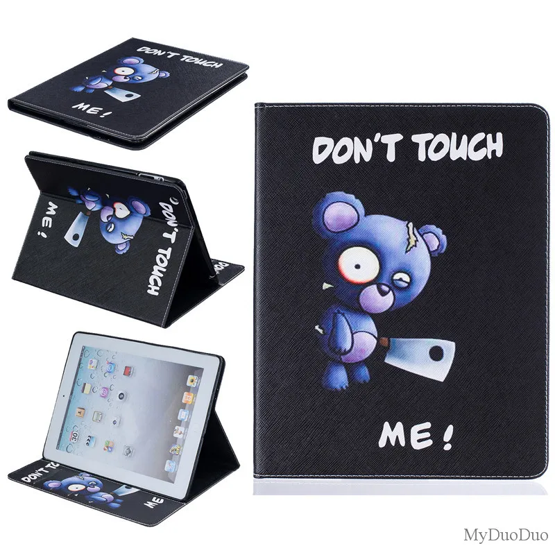Cute Bear Pig Case For  Ipad 2 Case For Ipad 3 For Ipad 4 Case Beautiful Butterfly Flower PU Leather Stand Wallet Tablet Cover (18)