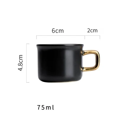 Керамическая кофейная кружка kinglang с золотой ручкой, 4 размера - Цвет: black