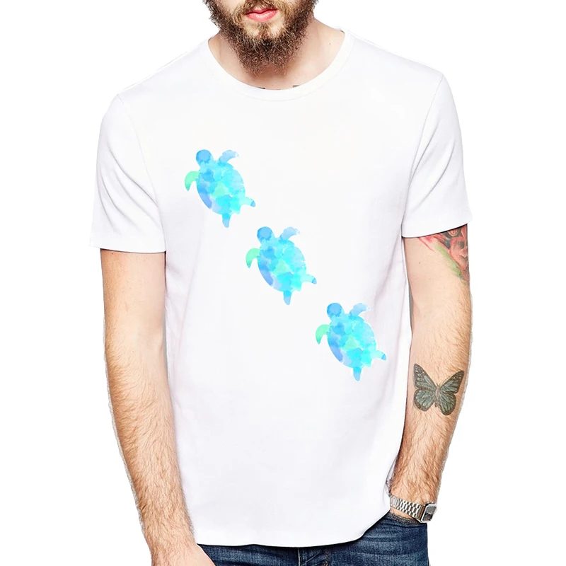Милая футболка с животными, модная одежда 2019 года, Мужская модная футболка с круглым вырезом и короткими рукавами, с морскими черепашками