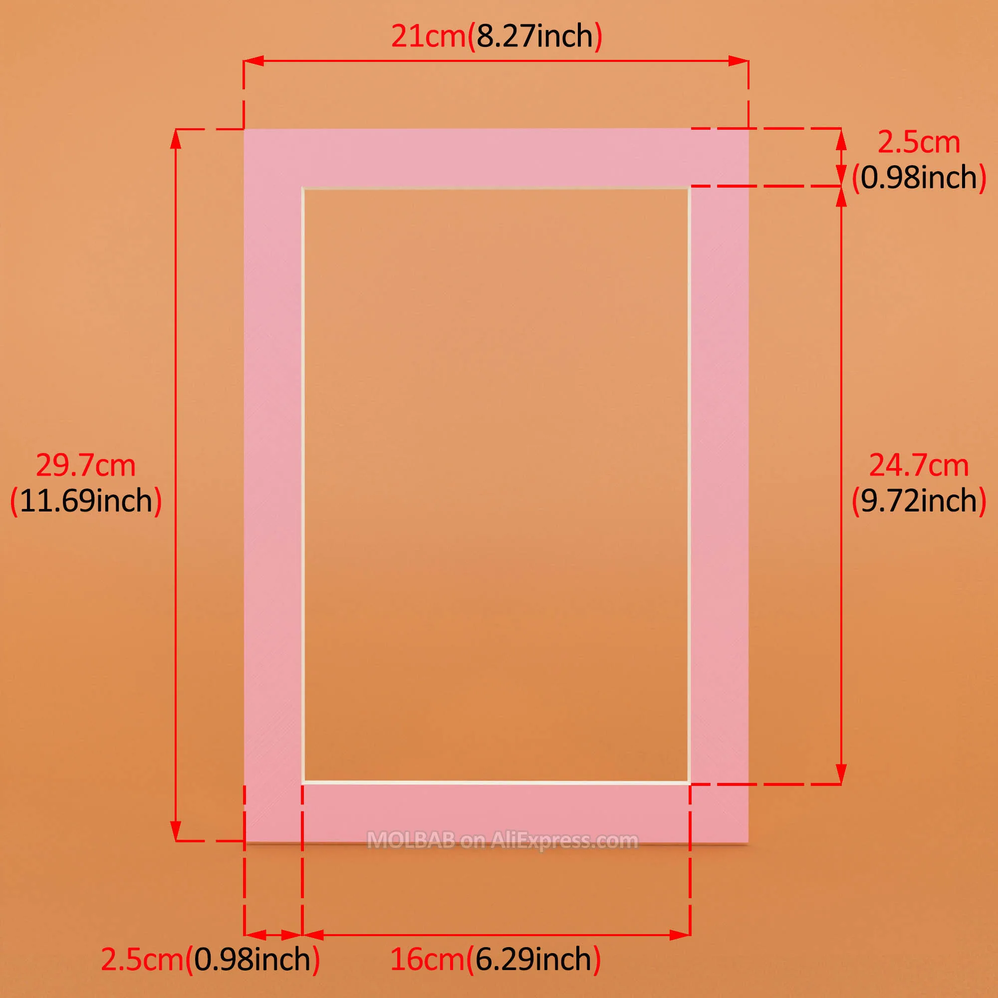 A3/A4 фотоковрики темно-красный/серый/зеленый/синий/розовый/фиолетовый картон крепления для фоторамок Passe-Partouts украшения 12 шт./лот - Цвет: Pink A4