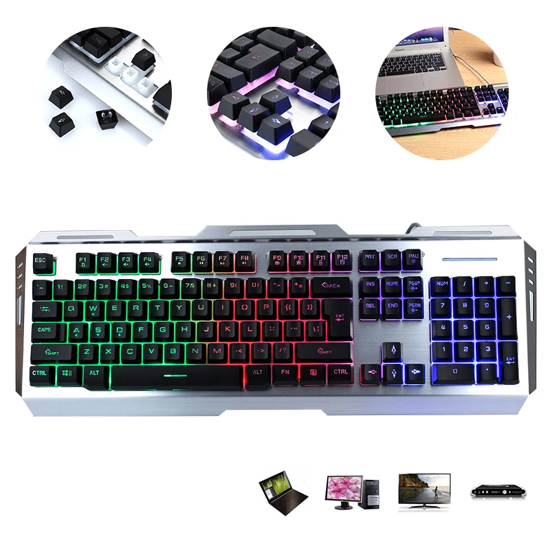 

Durable Keyboard Office 104 Key USB Keypad Desktop Membrane Keyboard Typing for MacBook