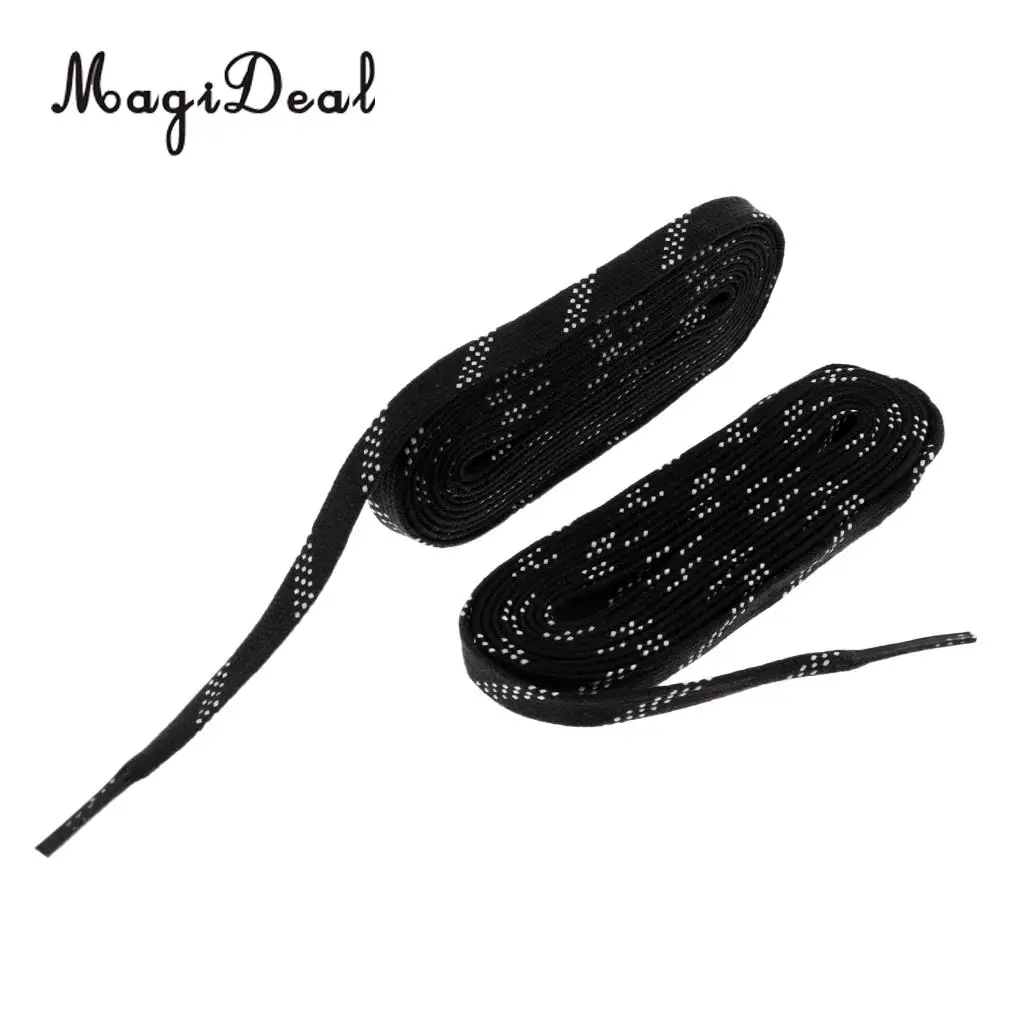 MagiDeal 1 Pair Adult Kids Non Skid Premium Sports Ice Hockey Skates Shoe Laces Shoelace 96/108/120 inch Black Shoelaces