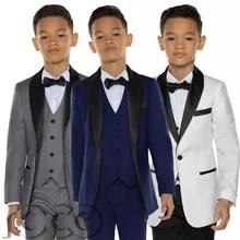 Boys Tuxedo, Boys Dinner Suits, Boys Formal Suits, Tuxedo for Kids, Kids Tuxedo 4 pcs Suits Jacket + vest + pants + bow tie ishowtienda baby boys clothes set formal party christening wedding tuxedo bow tie long sleeve gentry splice costume for kids