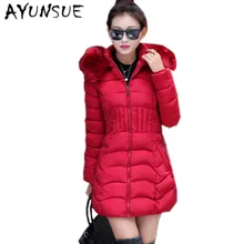 Новая модная зимняя куртка для женщин, пальто с большим меховым воротником, теплые парки Casacos, Largas Mujer Invierno WD0148