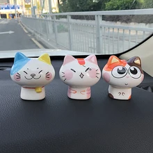 Автомобиль орнамент Lucky Кот игрушка мультфильм керамическая декорация автомобилей Интерьер приборной панели украшения интимные аксессуары Подарки 6X6 см