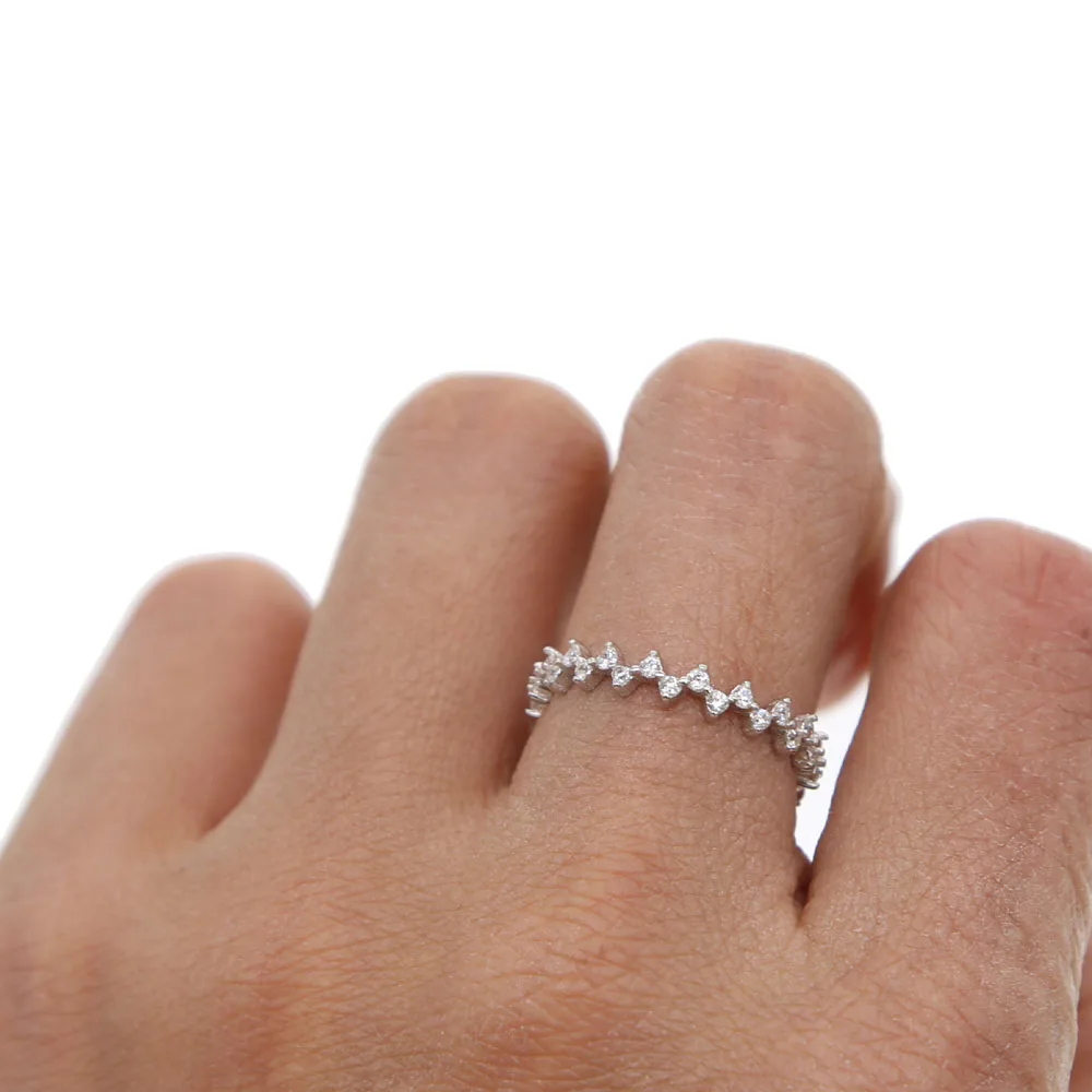 

100% 925 sterling silver fine cz ring Wave band full cz eternity lovely jewelry engagement classic women girl eternity rings