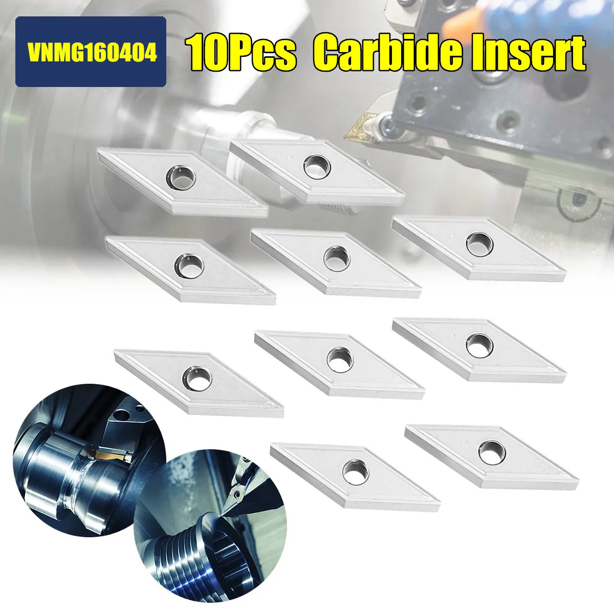 

10Pcs VNMG160404 CNC Carbide Tips Insert Blade Cutter Lathe Turning Tool