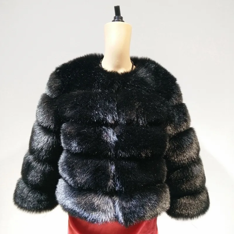 YOCALOR искусственное меховое пальто из норки меховые пальто зимняя куртка женская элегантная Толстая теплая верхняя одежда искусственная Меховая куртка Женская парка Женское пальто - Цвет: Black