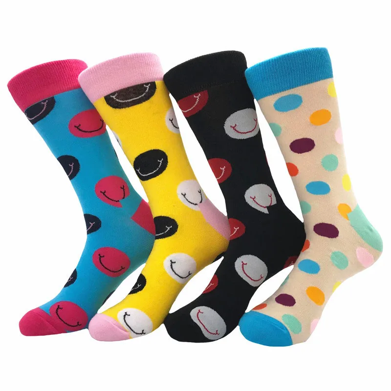 5 пар брендовые качественные Для мужчин s Happy Socks носки унисекс Для женщин красочные точки усмешки носки Для мужчин хлопок Calcetines Happy забавные