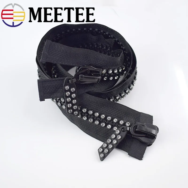 Meetee 10 #60/70/80 см один двойной ползунок молния из смолы с открытым концом со стразами