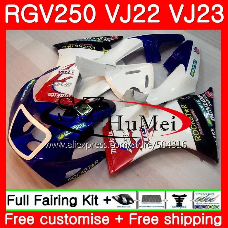 Корпус для SUZUKI VJ22 RGV250 88 94 95 96 97 98 RGV-250 102SH. 13 сине-белые VJ23 21 RGV 250 1988 1994 1995 1996 1997 1998