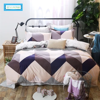 

BEST.WENSD Family Bed Linens 100%Cotton High Quality Simple Style Bedding Set For 1 or 2 Person Duvet Cover City Of Star Green