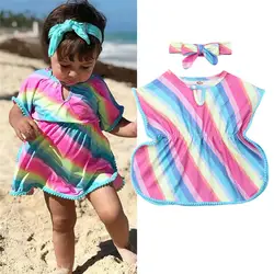 PUDCOCO, детское пончо для девочек, пляжная одежда для бассейна, детское платье, верхняя блузка, комплект из 2 предметов