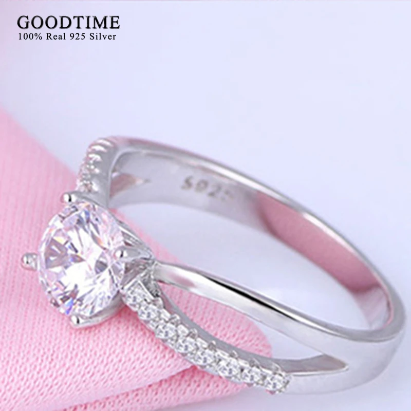 100% 925 Sterling Silver Jewelry Pure 925 Silver Rings Filling Zirconia Wedding Rings For Women Anniversary Couple Gift GTR042