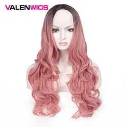 Valenwigs Длинные волны 28 "70 см тепло устойчивы синтетический парик волос высокого Температура волокно Косплэй парики Ombre Парик черный /розовый