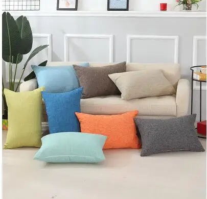 

Linen art cotton hemp pillowcase Rectangular plain car sofa cushion cover Solid color office simple pillowcase