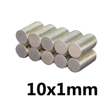 50 шт. неодимовый магнит 10 мм* 1 мм сильные Редкоземельные неодимовые магниты 10*1 мм NdFeB постоянные круглые магнитные 10 мм x 1 мм N35