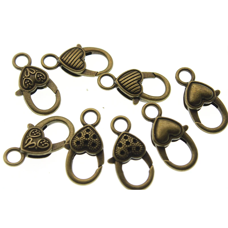 

10pcs 26x15mm Antique Bronze Flower Lobster Clasp Hooks For Necklace Bracelet Chain DIY Bags Clasp Jewelry Accessory Findings