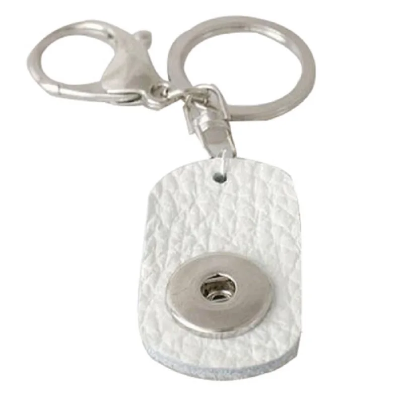 

Partnerbeads Wholesale Hot Selling White Keychain PU Leather Key chain 18mm Snap Button Keyring Women Hand Bag Holder KB0901-K1